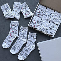 Подарочный Набор носков "18+" 12 Пар 40-45 размер белые