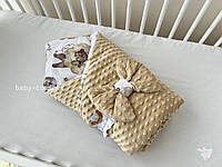 Демисезонный конверт-одеяло Baby Comfort с плюшем Спящие зверята бежевый al