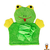 Мочалка-перчатка для купания малышей, лягушка, детская игрушка, от 3-х месяцев, Mega Zayka MGZ-0911(Green)