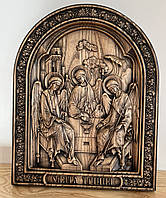 Резная икона из дерева Святая Троица 30х24 см