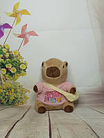 М'яка іграшка Капібара у світері рожевий з надписом 23 см тренд Тік-Тока. Водосвинка