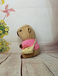 М'яка іграшка Капібара у світері рожевий з ведмедиком 23 см тренд Тік-Тока. Водосвинка, фото 3