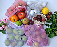 Набір багаторазових еко мішечків для продуктів, торбочки-сітки для овочів фруктів 6 шт