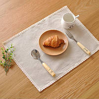 Салфетка сервировочная из мешковины, текстильный плейсмат под тарелку «Natural» (бежевый)