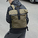 Повсякденні спортивний міський рюкзак Рол топ Proof хакі з відділення під ноутбук Roll Top на 20-24 л., фото 4