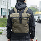 Повсякденні спортивний міський рюкзак Рол топ Proof хакі з відділення під ноутбук Roll Top на 20-24 л., фото 3