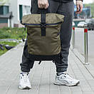 Повсякденні спортивний міський рюкзак Рол топ Proof хакі з відділення під ноутбук Roll Top на 20-24 л., фото 5