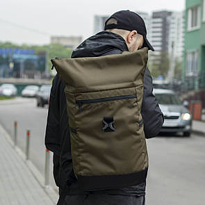 Повсякденні спортивний міський рюкзак Рол топ Proof хакі з відділення під ноутбук Roll Top на 20-24 л.