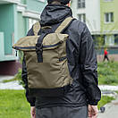 Повсякденні спортивний міський рюкзак Рол топ Proof хакі з відділення під ноутбук Roll Top на 20-24 л., фото 2