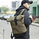 Повсякденні спортивний міський рюкзак Рол топ Proof хакі з відділення під ноутбук Roll Top на 20-24 л., фото 7