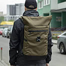 Повсякденні спортивний міський рюкзак Рол топ Proof хакі з відділення під ноутбук Roll Top на 20-24 л., фото 9