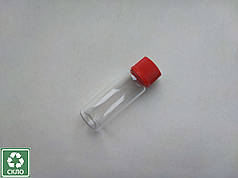 20 - 21 мл СКЛЯНІ Круглі прозорі флакони з гвинтовою кришкою білою ребристою пластиковою, ковпачок, пляшка скляна