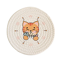 Подтарельник плетеный детский, подставка под тарелку «Веселый котик»