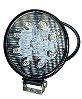 Светодиодная LED фара круглая рабочая 27W/60° 27Вт,(3Вт*9ламп) Широкий луч, SUPER POWER. Алюминиевый корпус.