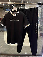 Emporio Armani EA7 люкс мужской летний комплект костюм черная футболка и спортивные штаны Армани