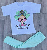 Детский набор комплект костюм на лето футболка и лосини 92-98
