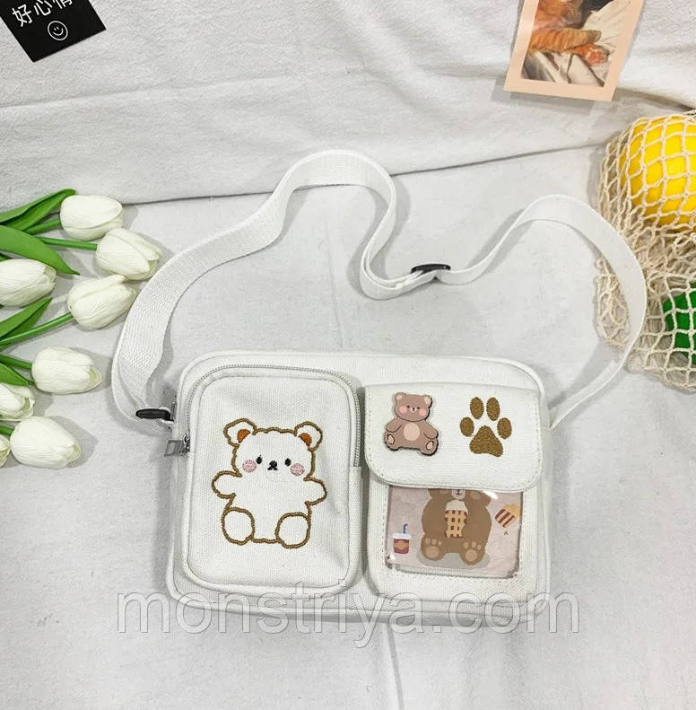 НОВИНКА 2024 г.! Стильна сумочка японська прозора полотняна маленька сумка, фото 1