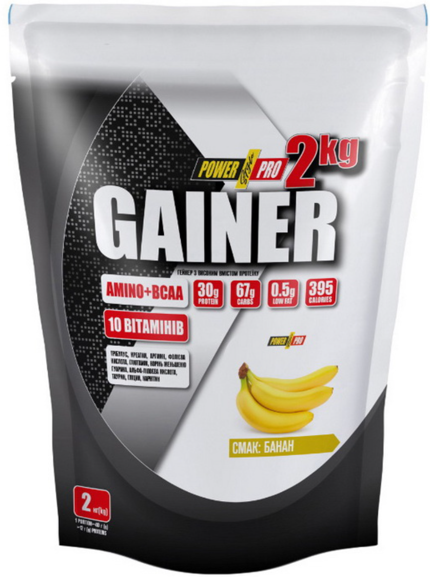 Високобілковий гейнер Power Pro Gainer + Amino + BCAA 2кг банан