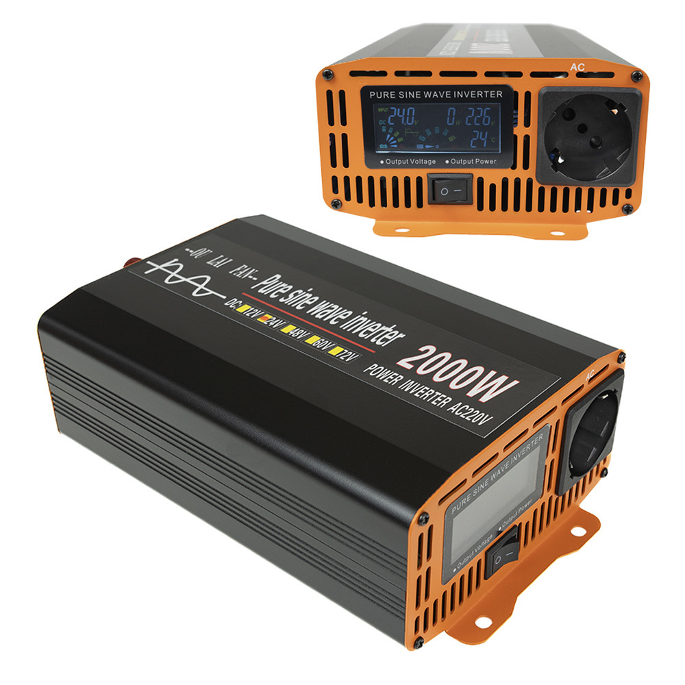 Інвертор 24-220 "Pure sine wave 2000W", перетворювач напруги 24V-220V (Чиста синусоїда, 2000Вт)
