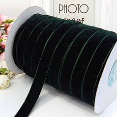 Стрічка оксамитова 1,5 см, темно-зелена