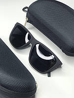 Мужские солнцезащитные очки LACOSTE черные матовые Polarized прямоугольные с поляризацией Polaroid брендовые