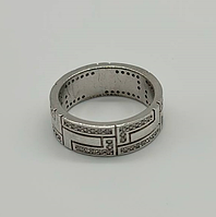 Серебряное кольцо в стиле "Versace" с фианитами, Размер 18,5, Вес: 6.0 г