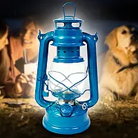 Керосиновая походная лампа "Летучая мышь" 24 см, голубой