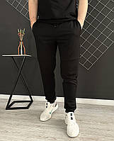 Мужские штаны черные базовые однотонные демисезонные весенние осенние черного цвета