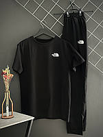 Мужской летний комплект The North Face черные штаны черная футболка Зе Норт Фейс ТНФ