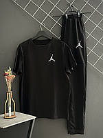 Мужской летний комплект Jordan черные штаны черная футболка Джордан