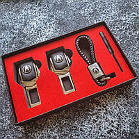 Подарочный набор ACURA заглушки ремней безопасности + кожаный брелок для ключей