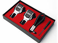 Подарочный набор AUDI заглушки ремней безопасности + кожаный брелок для ключей