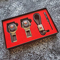 Подарочный набор FIAT заглушки ремней безопасности + кожаный брелок для ключей