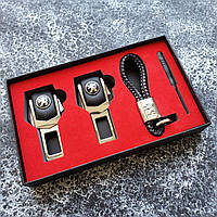 Подарочный набор PEUGEOT заглушки ремней безопасности + кожаный брелок для ключей
