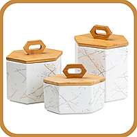 Набор банок для сыпучих продуктов 3 шт баночки для специй банки с крышками емкость для специй для дома