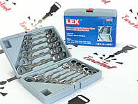 Набор рожково-накидных ключей с трещоткой на кардане 12 шт LEX LXKRS12S