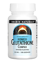 Source Naturals, Reduced Glutathione complex, Комплекс с глутатиона, апельсин, 50 мг, 100 пастилок