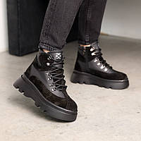 Ботинки зимние на меху Черные ботинки для женщин BuyIT Черевики зимові на хутрі Чорні ботінки для жінок