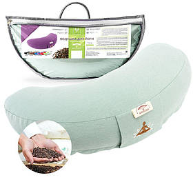 Подушка для йоги та медитації 46х25х10 см IDEIA болстер з гречаним лушпинням гречане лушпиння гречка м'ята