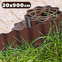 Бордюр для грядок 9м х 20см волнистый газонный Bradas коричневый пластиковый садовый для цветника и клумбы