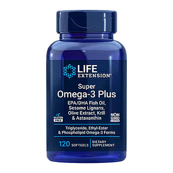Super Omega-3 Plus EPA/DHA Fish Oil, Sesame Lignans, Olive Extract, Krill Astaxanthin - 120 softgels