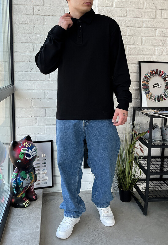 Однотонне поло чорного кольору Staff long black oversize