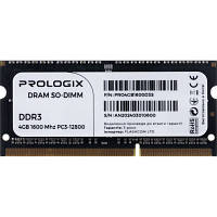 Модуль памяти для ноутбука SoDIMM DDR3 4GB 1600 MHz Prologix PRO4GB1600D3S p