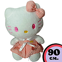 Мягкая плюшевая игрушка Хеллоу Китти фигурка Hello Kitty кукла в клетчатом платье Masyasha Цвет бело-розовый