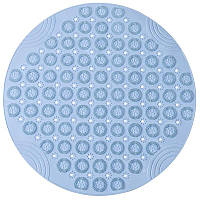 Силиконовый круглый коврик противоскользящий Bathlux на присосках для ванны и душа 55х55 см Голубой