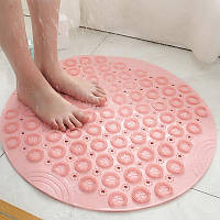 Силиконовый круглый коврик противоскользящий Bathlux на присосках для ванны и душа 55х55 см Розовый