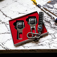 Подарочный набор FORD заглушки ремней безопасности + кожаный брелок для ключей