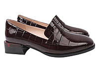 Туфлі жіночі з натуральної лакової шкіри на великому каблуці колір Бордовий Vidorcci 21-21DTC DH, код: 7366389