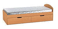 Односпальная кровать с ящиками Компанит-90+2 бук GL, код: 6541220