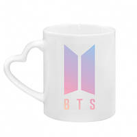 Кружка с ручкой в виде сердца BTS gradient logo